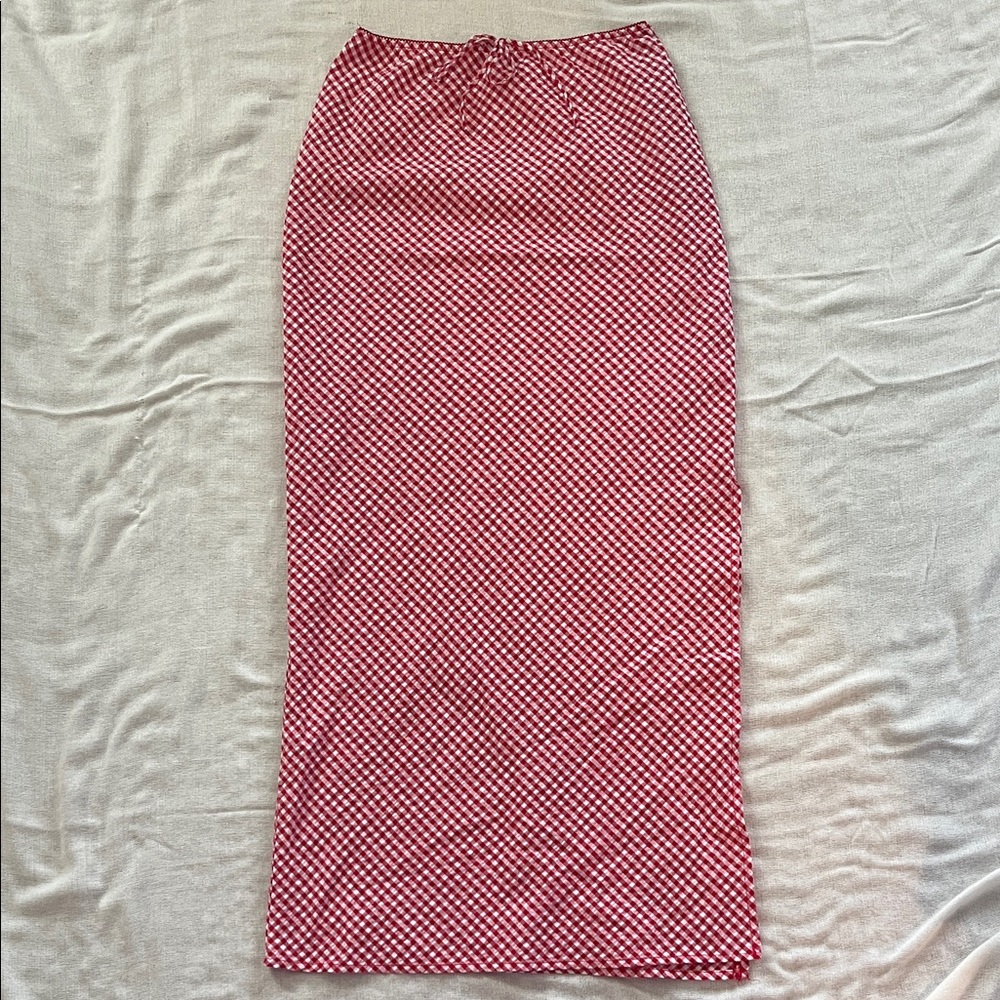 wild fable Red and White Gingham Maxi Skirt